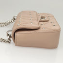 Miu Miu Chain Shoulder Bag Leather Pink Silver Auth 119207-4