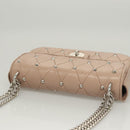 Miu Miu Chain Shoulder Bag Leather Pink Silver Auth 119207-6