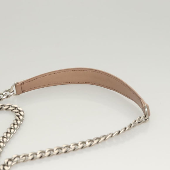 Miu Miu Chain Shoulder Bag Leather Pink Silver Auth 119207