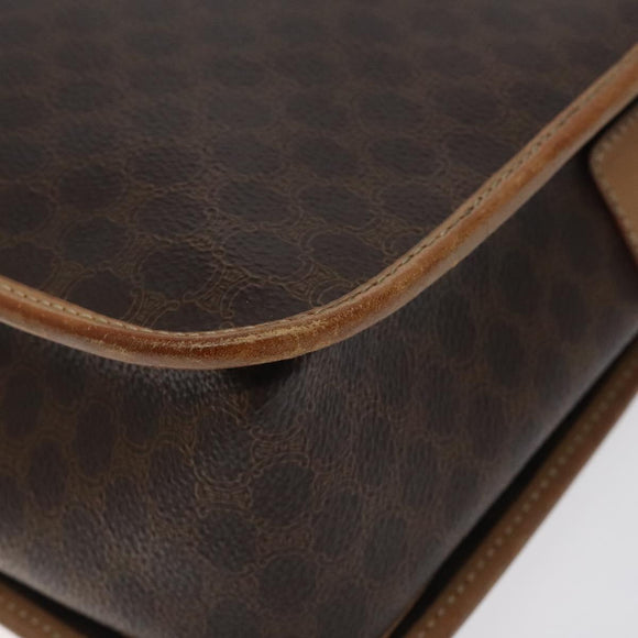 CELINE Macadam Canvas Shoulder Bag PVC Leather Brown Gold Auth 119211