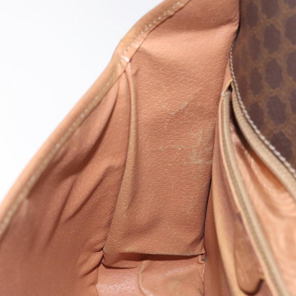 CELINE Macadam Canvas Shoulder Bag PVC Leather Brown Gold Auth 119211