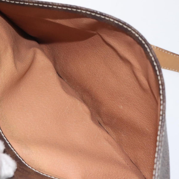 CELINE Macadam Canvas Shoulder Bag PVC Leather Brown Gold Auth 119211