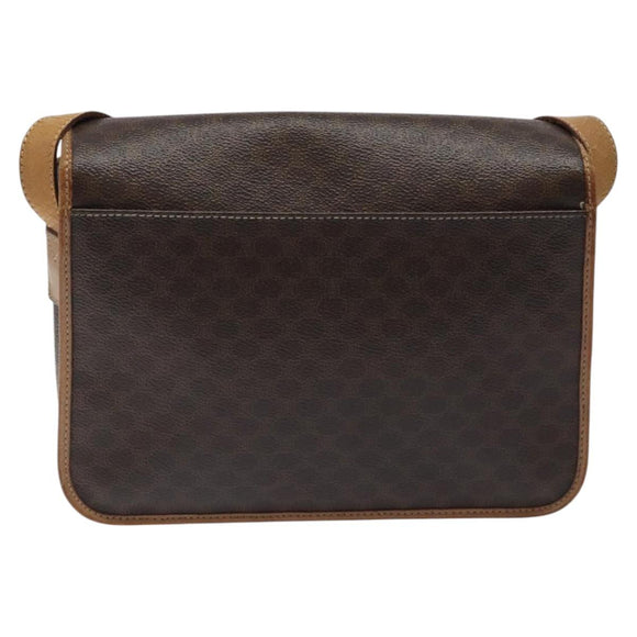 CELINE Macadam Canvas Shoulder Bag PVC Leather Brown Gold Auth 119211