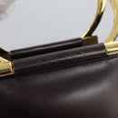 CELINE Hand Bag Leather 2way Brown Gold Auth 119212-14