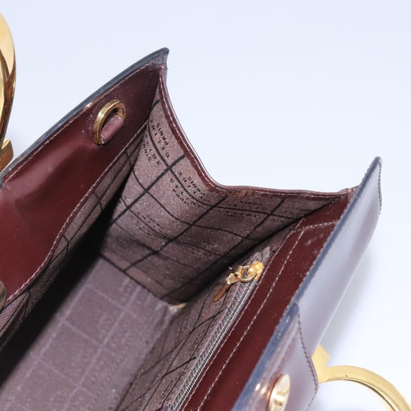 CELINE Hand Bag Leather 2way Brown Gold Auth 119212