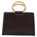 CELINE Hand Bag Leather 2way Brown Gold Auth 119212-2