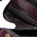 CELINE Hand Bag Leather 2way Brown Gold Auth 119212-20