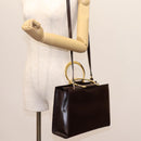 CELINE Hand Bag Leather 2way Brown Gold Auth 119212-23