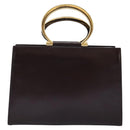 CELINE Hand Bag Leather 2way Brown Gold Auth 119212-3