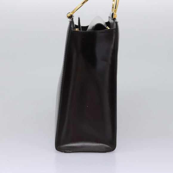 CELINE Hand Bag Leather 2way Brown Gold Auth 119212