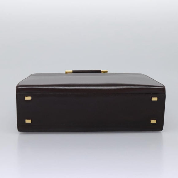 CELINE Hand Bag Leather 2way Brown Gold Auth 119212