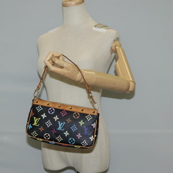 LOUIS VUITTON Monogram Multicolor Pochette Accessoires Black M92648 Auth 119219V
