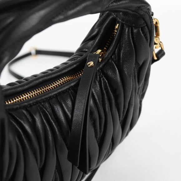 Miu Miu Matelasse Hand Bag Leather 2way Black Auth 119232SM