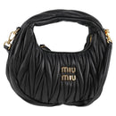 Miu Miu Matelasse Hand Bag Leather 2way Black Auth 119232SM-1