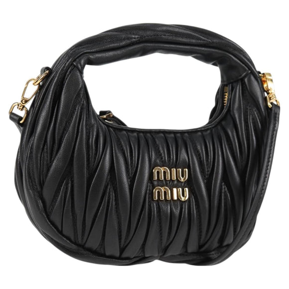 Miu Miu Matelasse Hand Bag Leather 2way Black Auth 119232SM