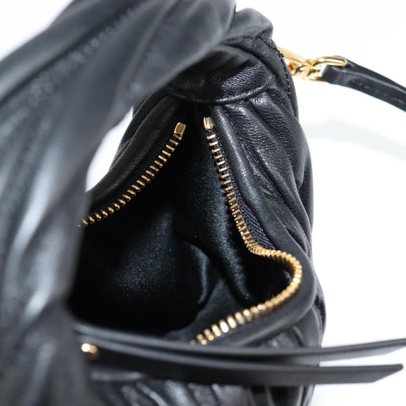 Miu Miu Matelasse Hand Bag Leather 2way Black Auth 119232SM