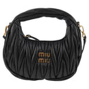 Miu Miu Matelasse Hand Bag Leather 2way Black Auth 119232SM-13