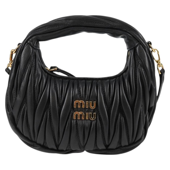 Miu Miu Matelasse Hand Bag Leather 2way Black Auth 119232SM