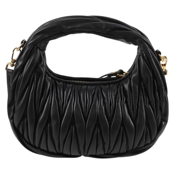 Miu Miu Matelasse Hand Bag Leather 2way Black Auth 119232SM