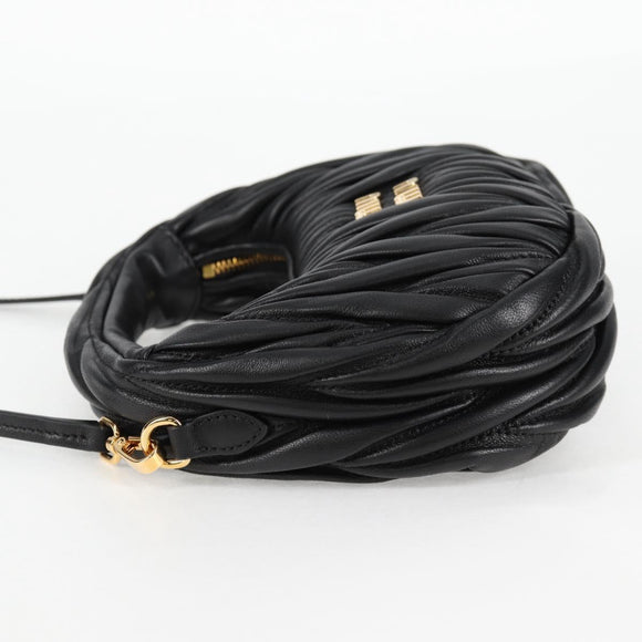 Miu Miu Matelasse Hand Bag Leather 2way Black Auth 119232SM