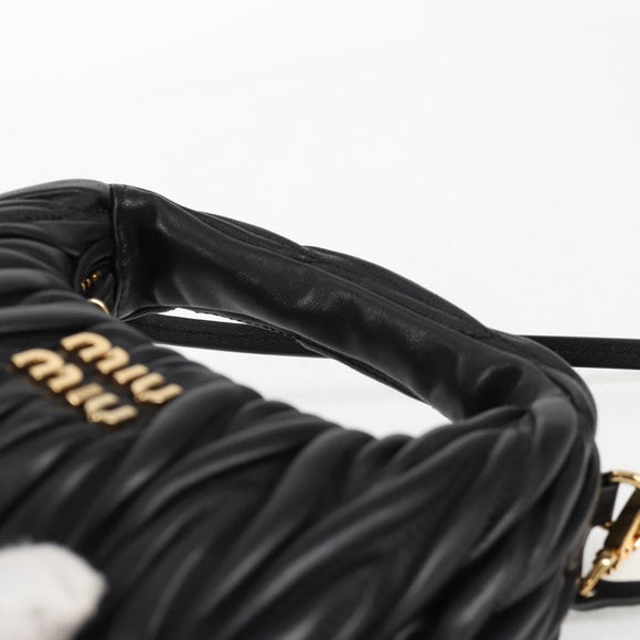 Miu Miu Matelasse Hand Bag Leather 2way Black Auth 119232SM
