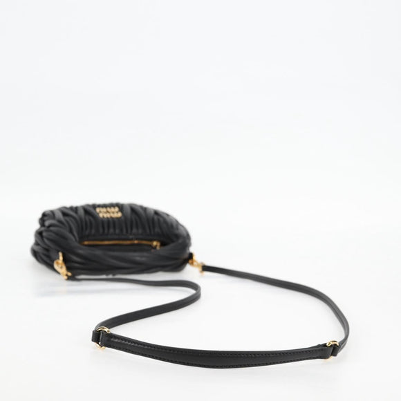 Miu Miu Matelasse Hand Bag Leather 2way Black Auth 119232SM