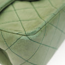 CHANEL Matelasse Chain Shoulder Bag Lamb Skin Green Gold CC Auth 119235-8