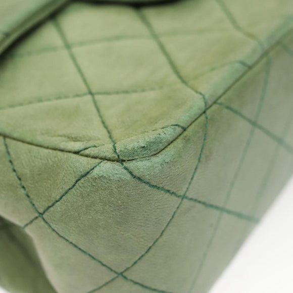CHANEL Matelasse Chain Shoulder Bag Lamb Skin Green Gold CC Auth 119235