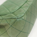 CHANEL Matelasse Chain Shoulder Bag Lamb Skin Green Gold CC Auth 119235-16