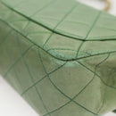 CHANEL Matelasse Chain Shoulder Bag Lamb Skin Green Gold CC Auth 119235-17