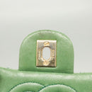 CHANEL Matelasse Chain Shoulder Bag Lamb Skin Green Gold CC Auth 119235-20