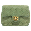 CHANEL Matelasse Chain Shoulder Bag Lamb Skin Green Gold CC Auth 119235-13