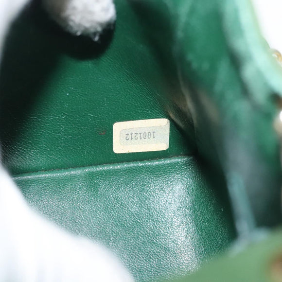 CHANEL Matelasse Chain Shoulder Bag Lamb Skin Green Gold CC Auth 119235