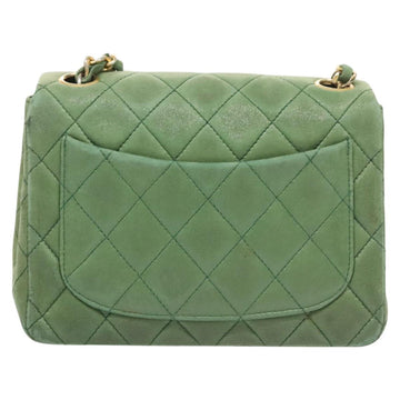 CHANEL Matelasse Chain Shoulder Bag Lamb Skin Green Gold CC Auth 119235 - 0