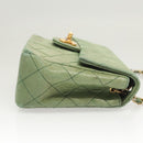 CHANEL Matelasse Chain Shoulder Bag Lamb Skin Green Gold CC Auth 119235-3