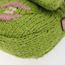 FENDI Mamma Baguette Shoulder Bag Wool Green Silver Auth 119238SV-10