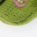 FENDI Mamma Baguette Shoulder Bag Wool Green Silver Auth 119238SV-11