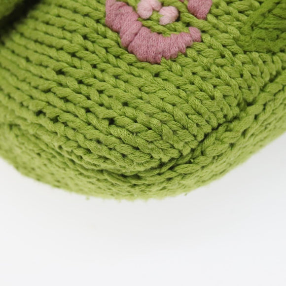 FENDI Mamma Baguette Shoulder Bag Wool Green Silver Auth 119238SV