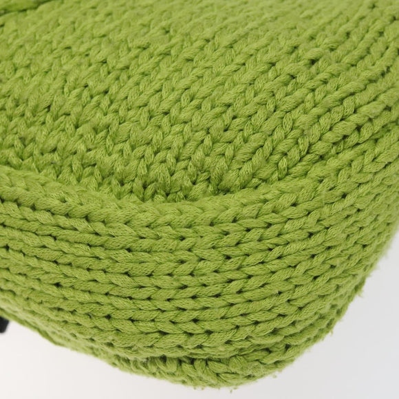 FENDI Mamma Baguette Shoulder Bag Wool Green Silver Auth 119238SV