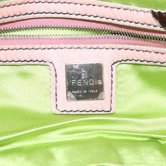 FENDI Mamma Baguette Shoulder Bag Wool Green Silver Auth 119238SV