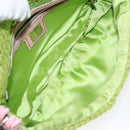 FENDI Mamma Baguette Shoulder Bag Wool Green Silver Auth 119238SV-19