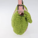 FENDI Mamma Baguette Shoulder Bag Wool Green Silver Auth 119238SV-5