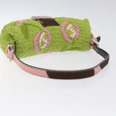 FENDI Mamma Baguette Shoulder Bag Wool Green Silver Auth 119238SV-7