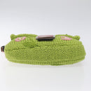 FENDI Mamma Baguette Shoulder Bag Wool Green Silver Auth 119238SV-9