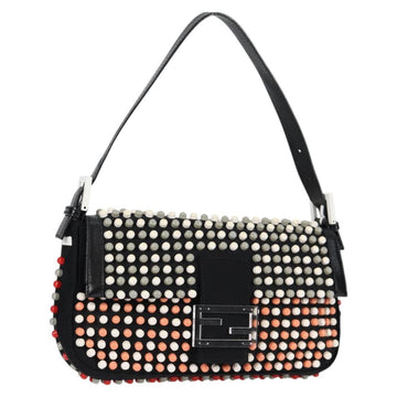 FENDI Mamma Baguette Shoulder Bag Nylon Black Gold Auth 119240SM