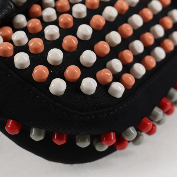 FENDI Mamma Baguette Shoulder Bag Nylon Black Gold Auth 119240SM