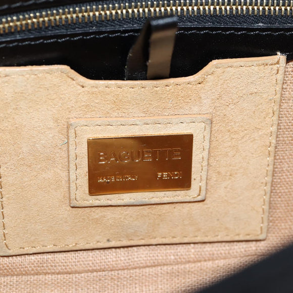 FENDI Mamma Baguette Shoulder Bag Nylon Black Gold Auth 119240SM