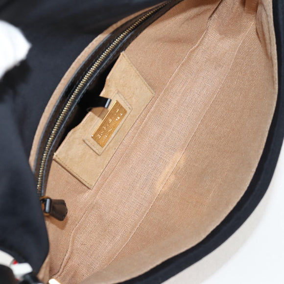 FENDI Mamma Baguette Shoulder Bag Nylon Black Gold Auth 119240SM