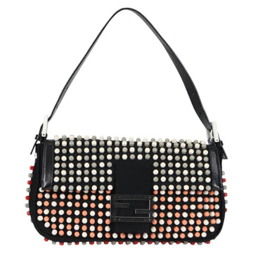 FENDI Mamma Baguette Shoulder Bag Nylon Black Gold Auth 119240SM - 0