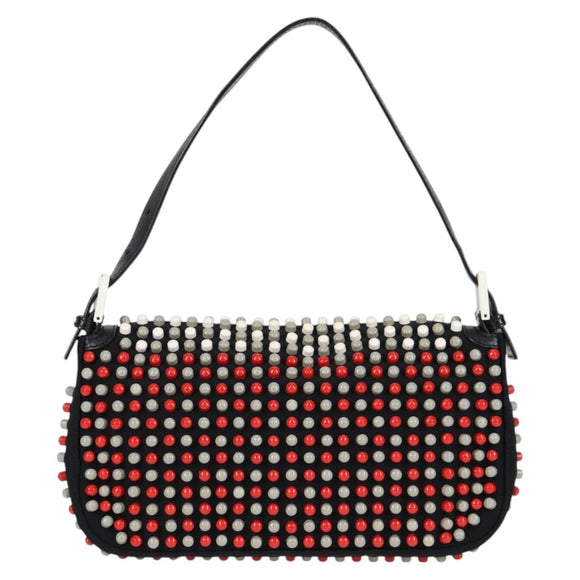 FENDI Mamma Baguette Shoulder Bag Nylon Black Gold Auth 119240SM